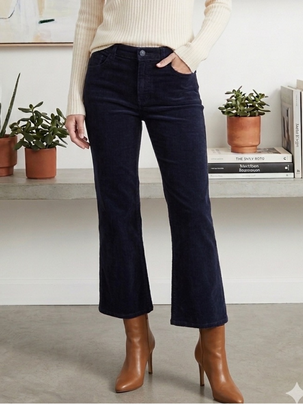 Mother Jeans Outsider Crop Corduroy Pants 1227-618 Navy Women’s 25